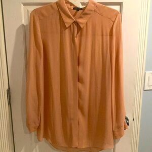 Eileen Fisher Sheer Silk Peach Blouse L